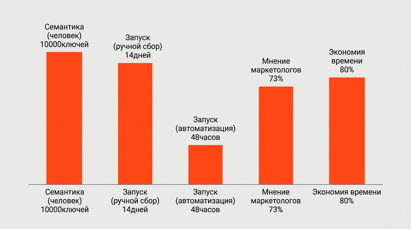 Опытный SEO-специалист анализирует графики роста трафика на экране ноутбука, сравнивая эффективность ручной оптимизации и алгоритмов ИИ