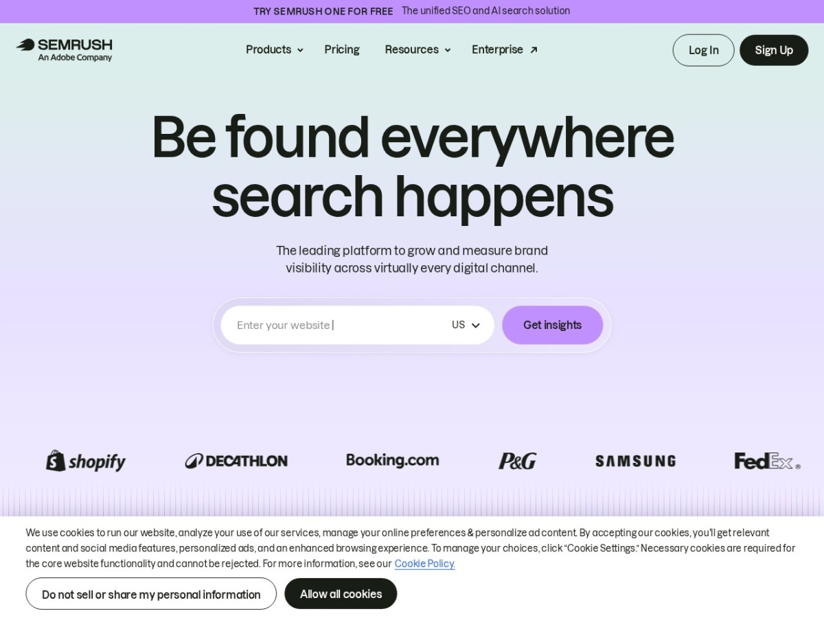 Semrush — главная страница сайта