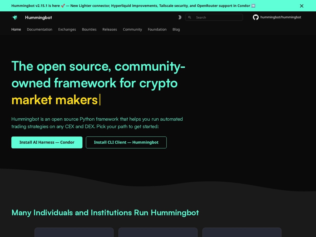 Hummingbot homepage