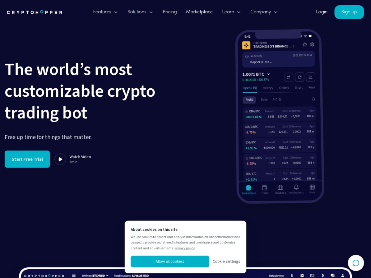 Cryptohopper homepage