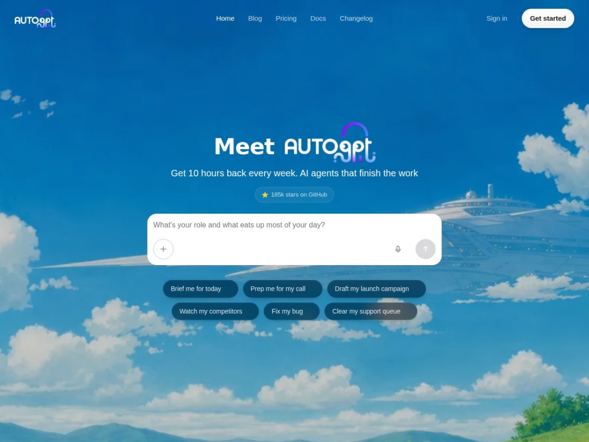 AutoGPT — главная страница сайта