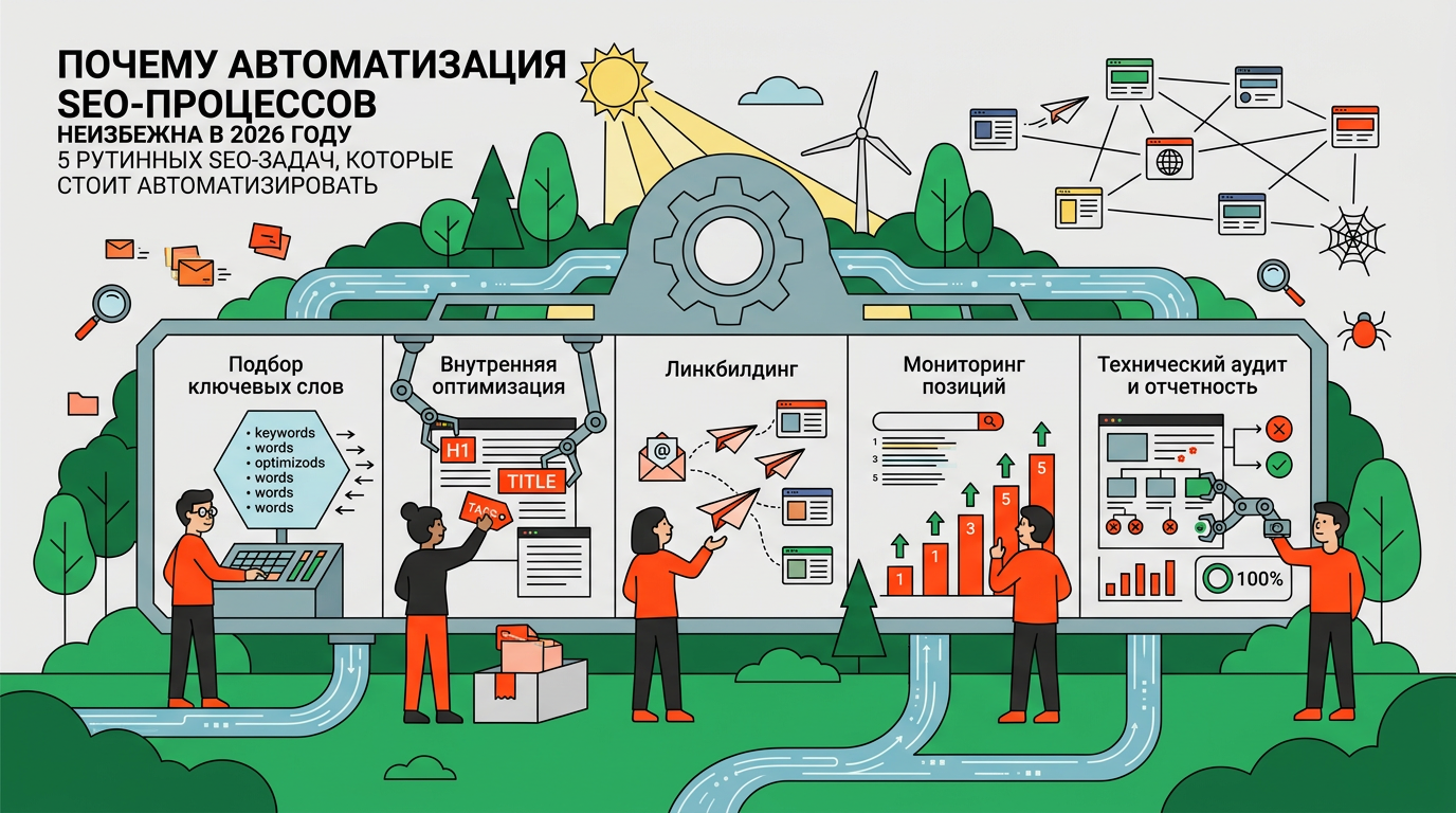 Специалист анализирует графики роста трафика на мониторе, пока программа выполняет 5 рутинных seo-задач, которые стоит автоматизировать