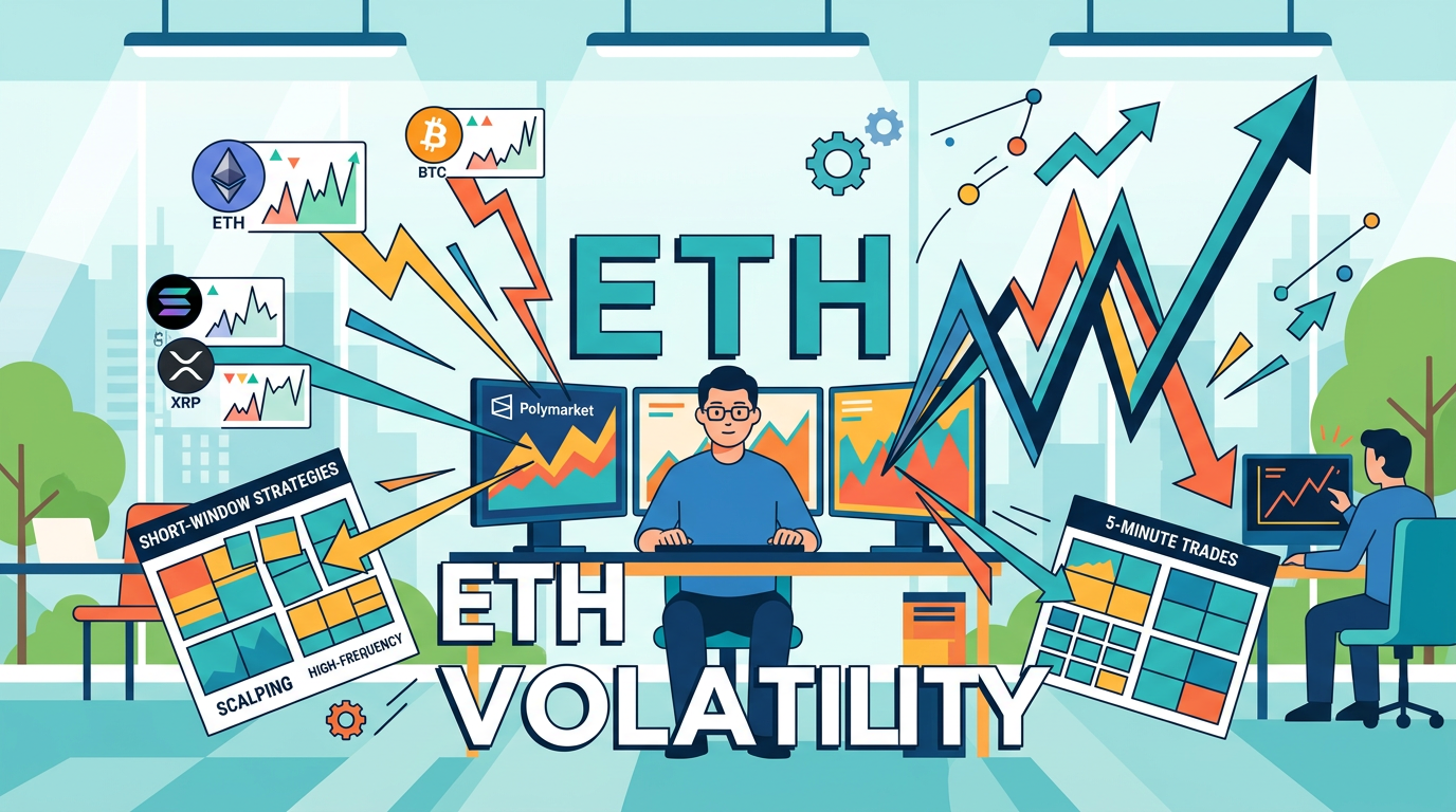 Line graph showing sharp price fluctuations of Ethereum on a five-minute candle chart to show how eth volatility affects short-window strategies