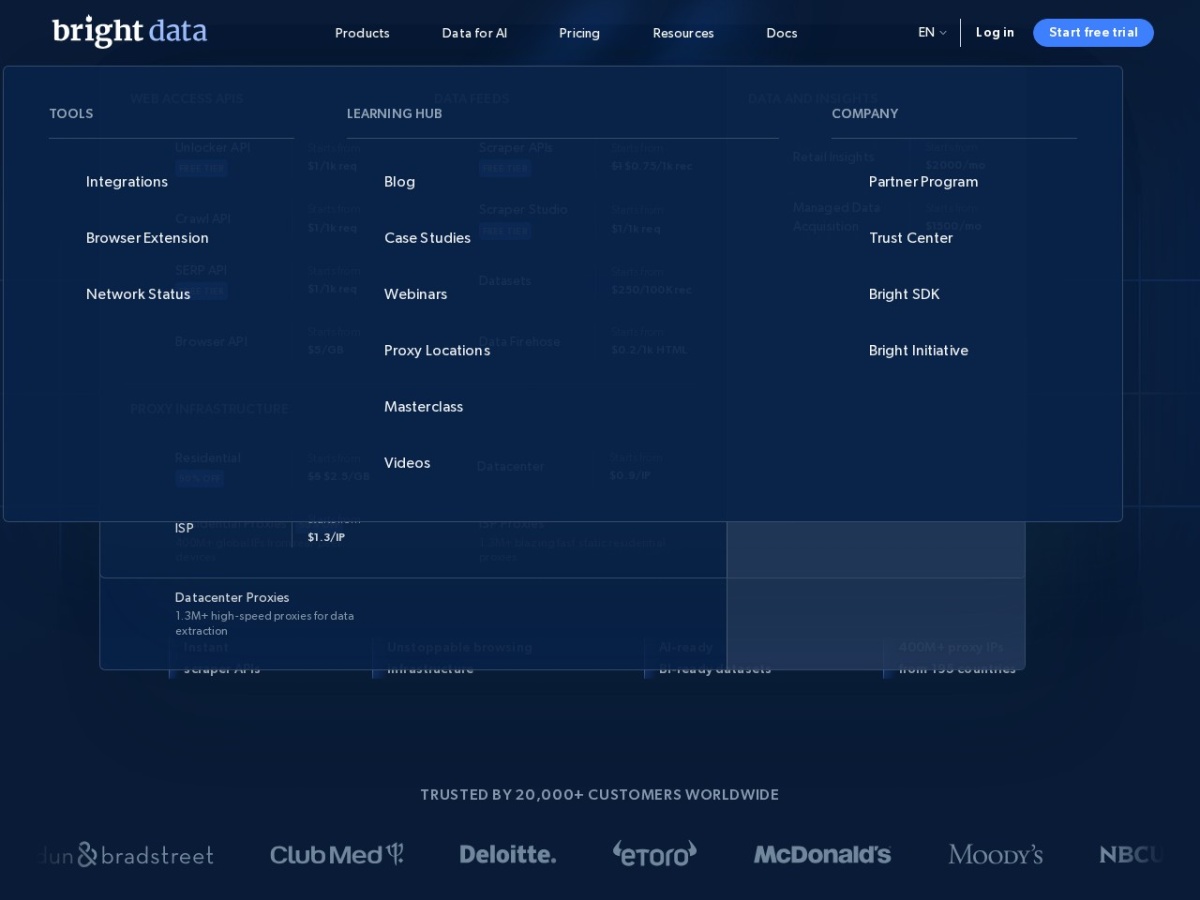 Bright Data homepage