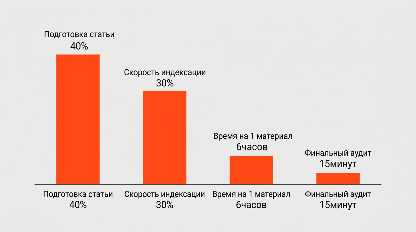 Схематичное изображение процесса создания контента с использованием инструментов автоматизации seo от генерации идей до размещения на сайте