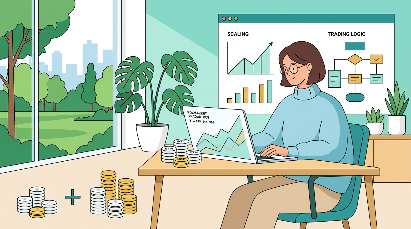 Digital trading interface displaying automated upward growth curves and green buy signals for how to scale small capital using proven trading logic