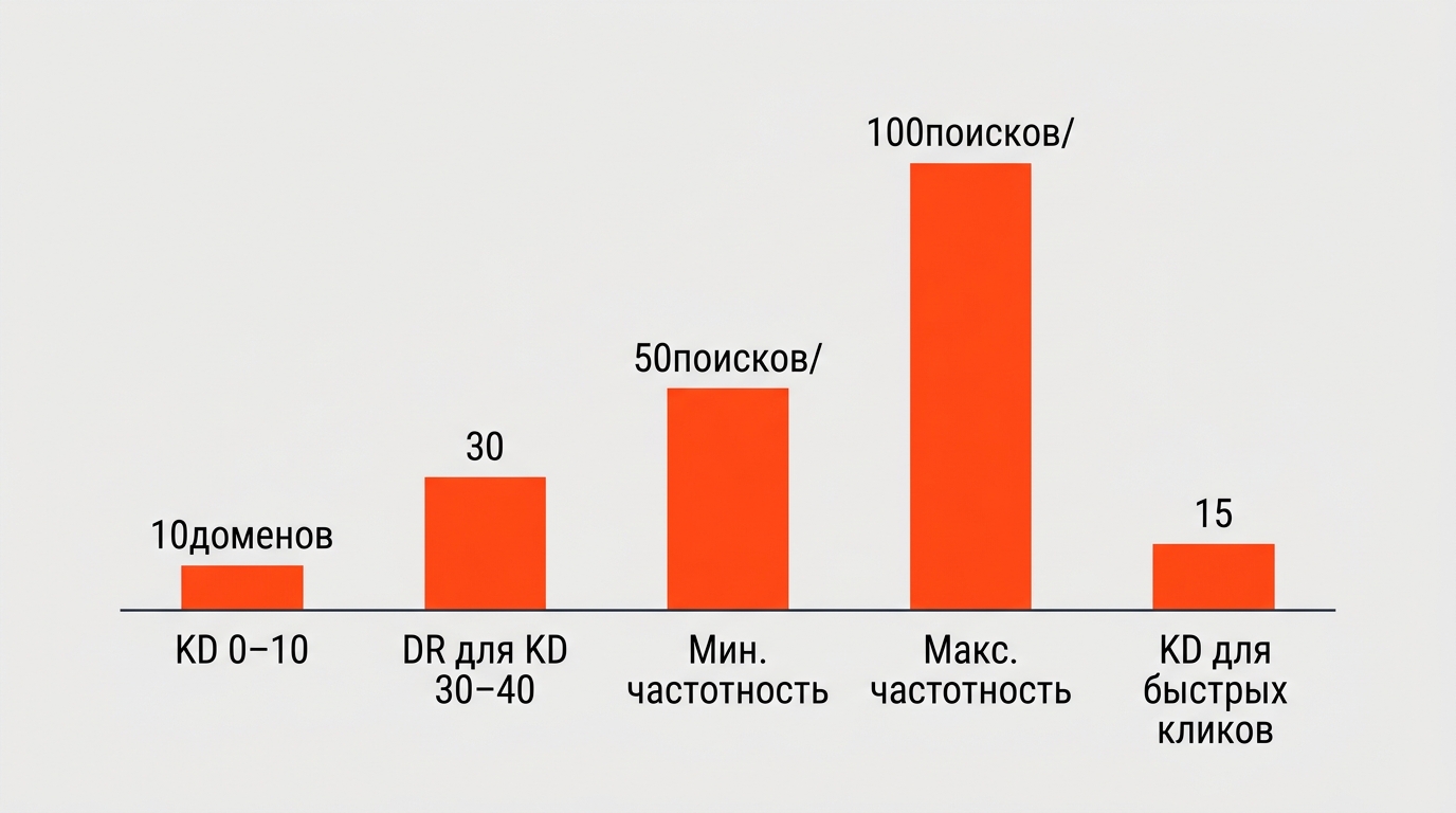 Специалист настраивает фильтр Keyword Difficulty в SEO-сервисе для поиска ключевых слов с низким уровнем конкуренции в результатах выдачи