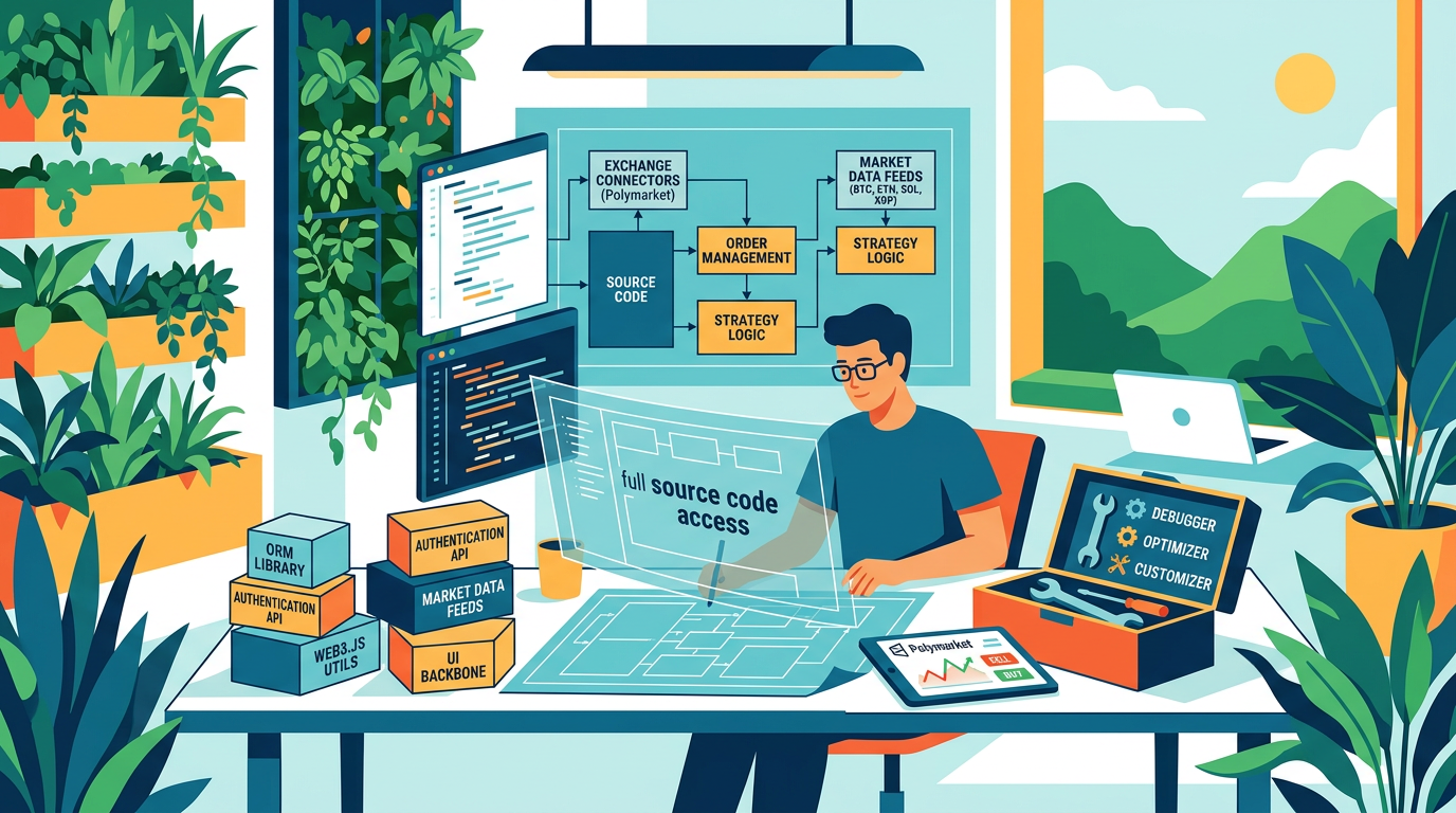 A developer uses open source components to assemble a complex digital architecture illustrating what web3 engineers gain from full source code access